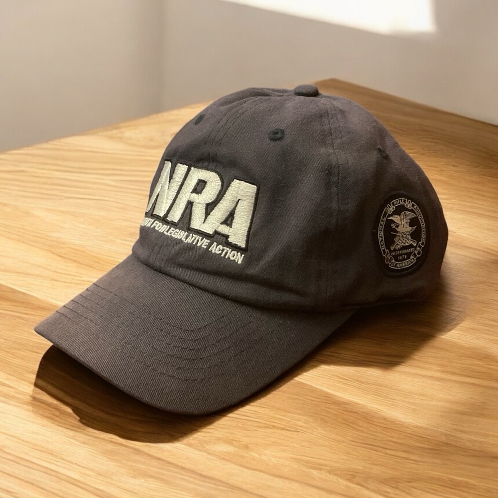 NRA Front Back & Side Logo Embroidered Adjustable Velcro Strap Cap!